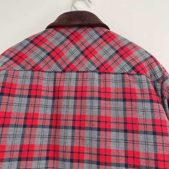 Red and Gray Checkered Down Vintage Jacket - Picture 7 of 10